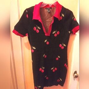 Women's Large Forever 21 cherry print bodycon dress